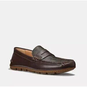 Coach Mott Driver Loafers Shoes Men's Mahogany Brown 'C' logo Slip on Low-Top
